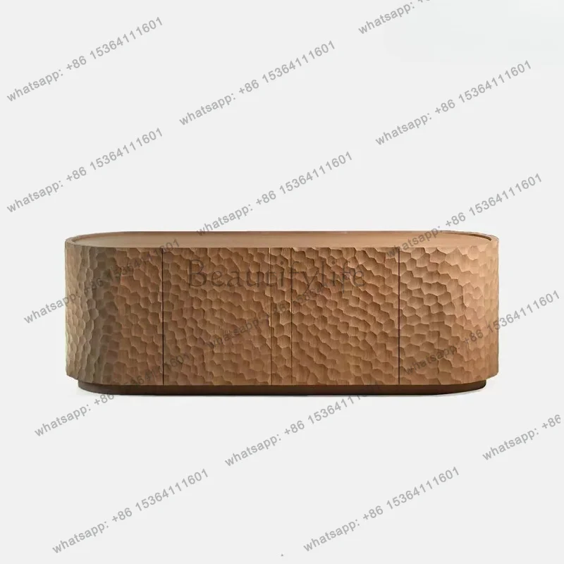 Zj. Medieval style storage side cabinet home log style three-dimensional engraved TV cabinet