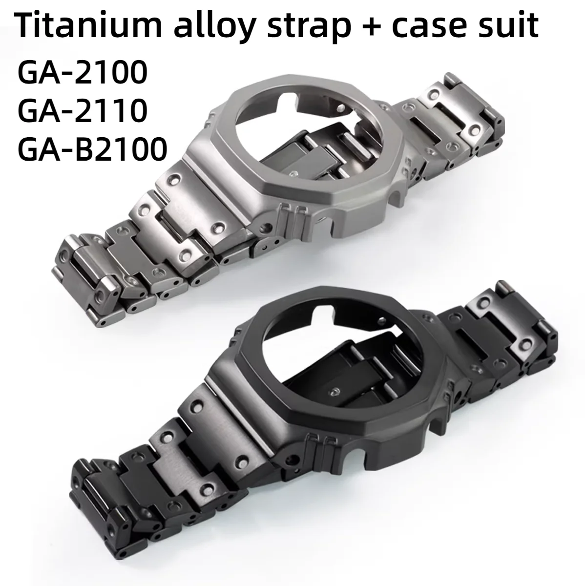 GA2100 DW5600 Titanium alloy case+strap Mod kit For Casio GA-2100 GA2110 DW-5600 DW5610 modified Metal bezel watch band bracelet - view 2