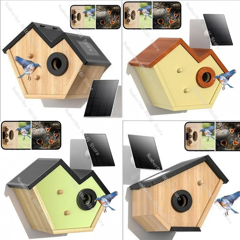 

Visual AI Bird Incubation Nest Bird House Wood Breeding Box Smart with Camera Environmentally Friendly Wood Bird Nest