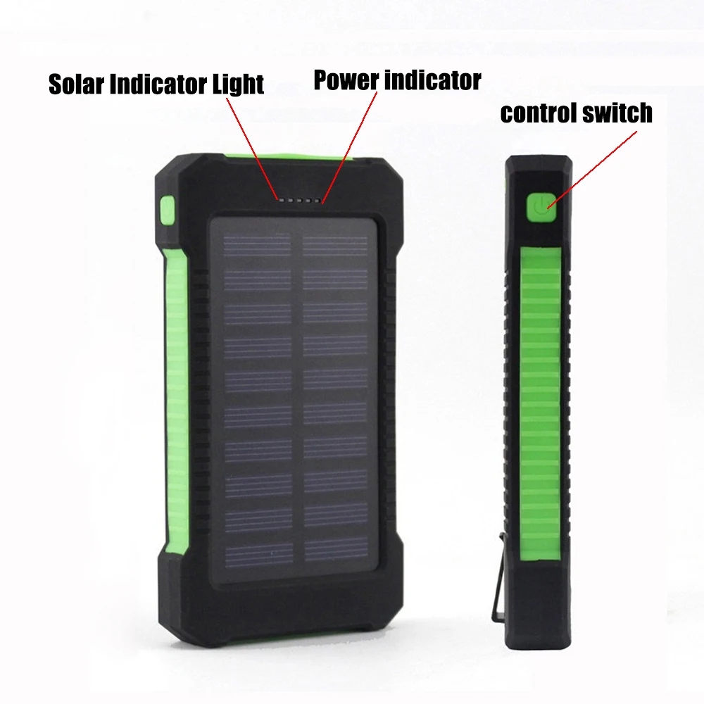 20000mAh Solar Charger Power Bank Portable Dual USB Energy Camping Flashlight Case DIY Box Case Micro Output Nesting Actual 4000