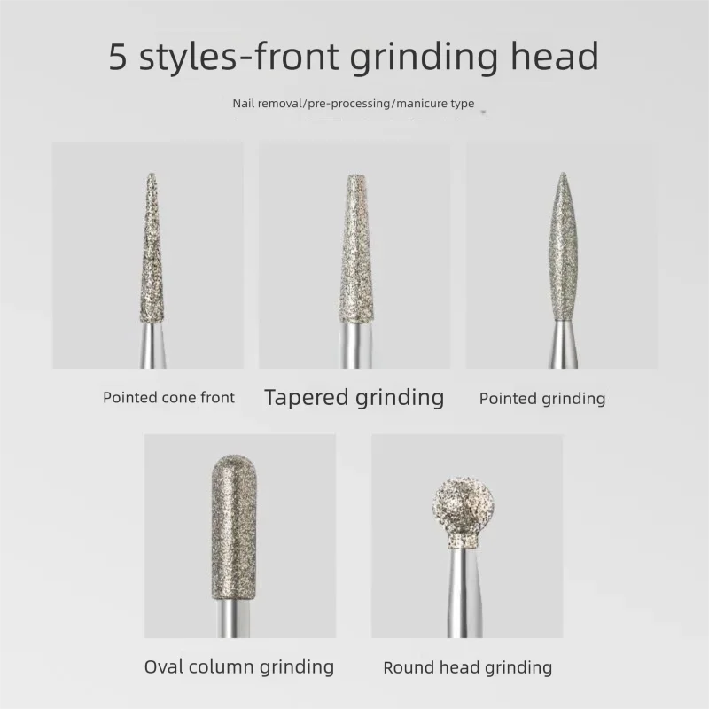 5 قطعة/المجموعة/مجموعة أدوات مانيكير برأس مبرد معالجة مسبقًا على الطراز الروسي مع حقيبة مفتوحة لإزالة الجلد الماسي ورؤوس ملف الماس #3
