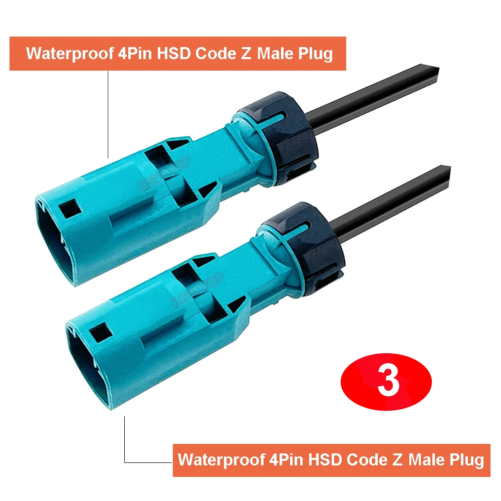 Waterproof LVDS Video Line Universal Code Z Male to Male 4 Pin Fakra HSD High Speed 4-Core 535 Wire Harness BEVOTOP Auto Cable