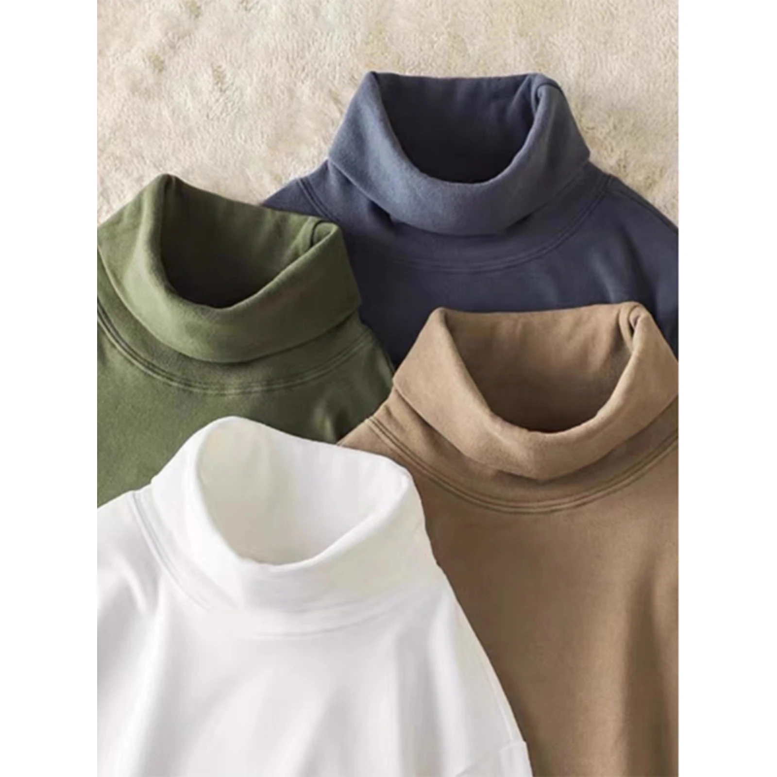 Camiseta Térmica de Doble Cara para Hombre, Estilo Americano, Manga Larga, Cuello Alto, para Otoño e Invierno, de Bai Mu Bao