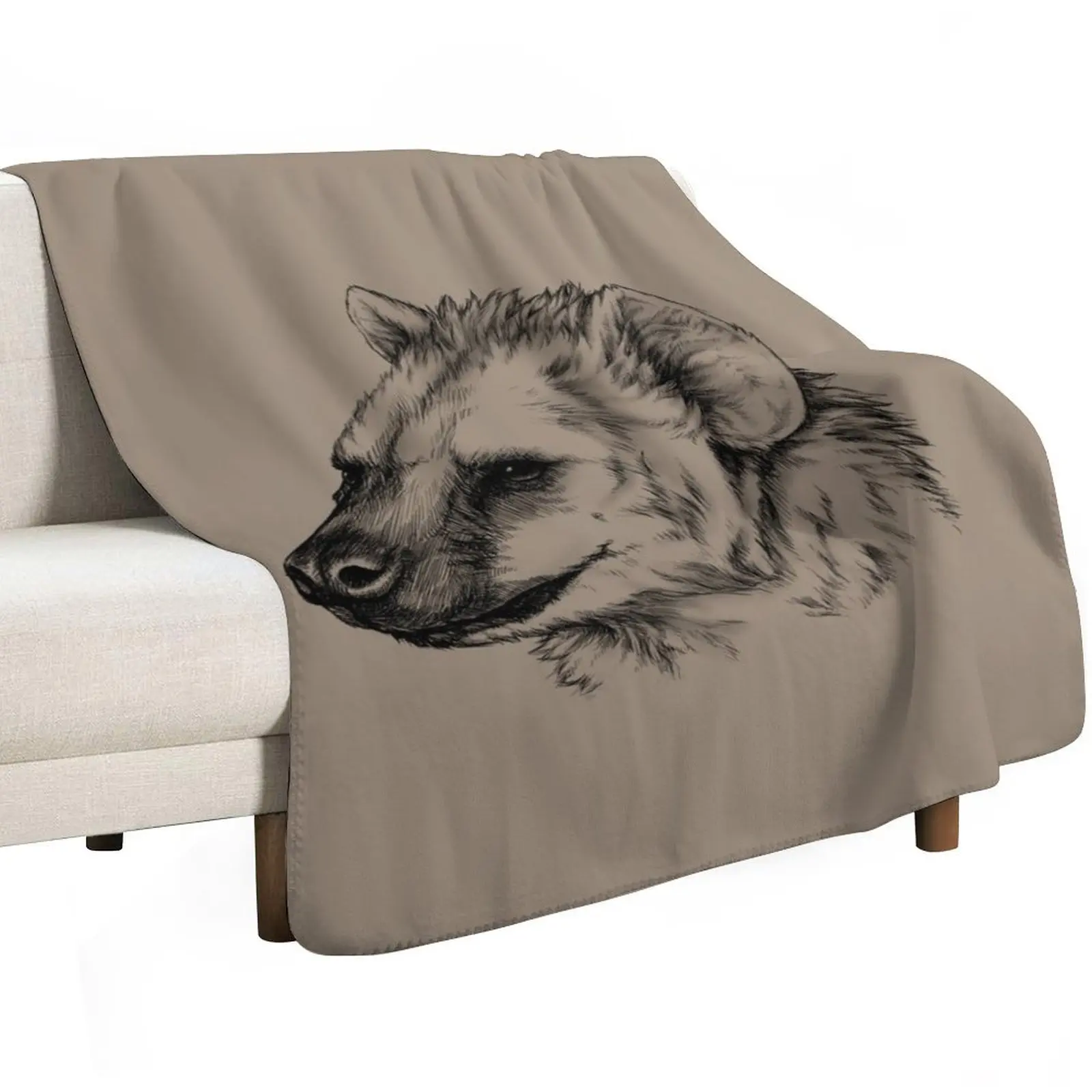 Spotted Hyena Portrait (bright background) Throw Blanket Nap Furry Thins Soft Beds Picnic Blankets