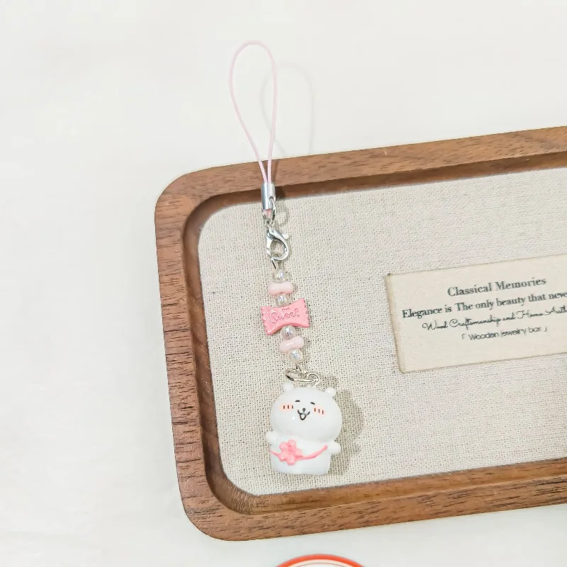 Cute Beaded Phone Strap Pink Green Flower Variations Kawaii Aesthetic Accessory Perfect Girly Gift for Fans view 5