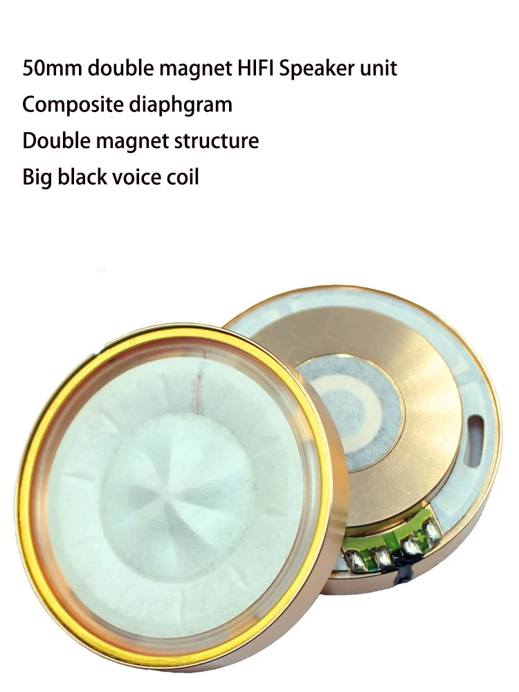 AH-D7200 50MM Headphone Speaker Unit 24 32 64 150 300  400Ohm Full Frequency Moving Coil Headset Driver Super Bass Diaphragm 1PC