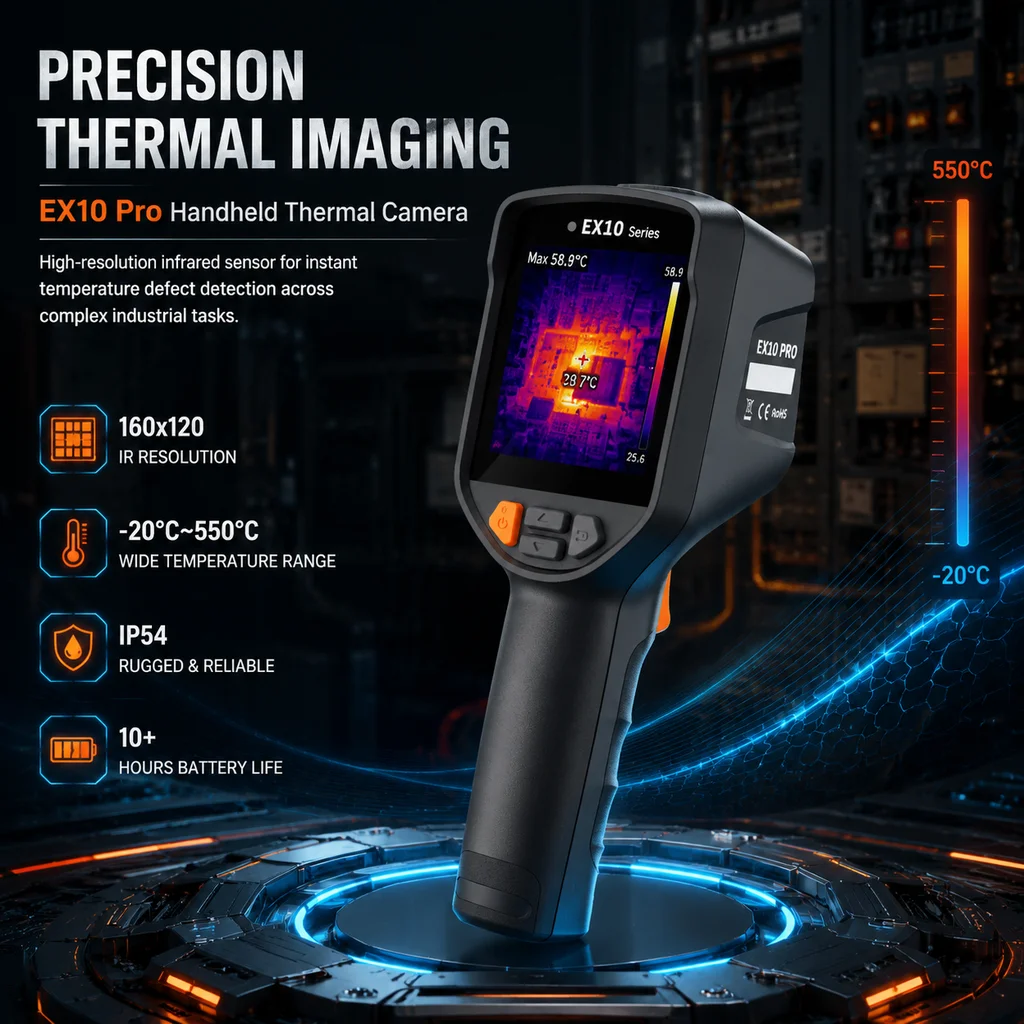 Infrared Thermal Camera Raythink EX10 Pro 25Hz 320×240 Super Resolution Visual Fusion PIP WiFi Laser for Electrical Auto Inspect