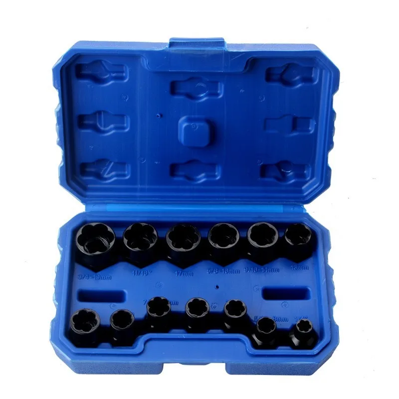 

13pcs Nut Extractor Set, Damaged Broken Stripped Nut & Bolt Remover, High Hardness Extractor Kit