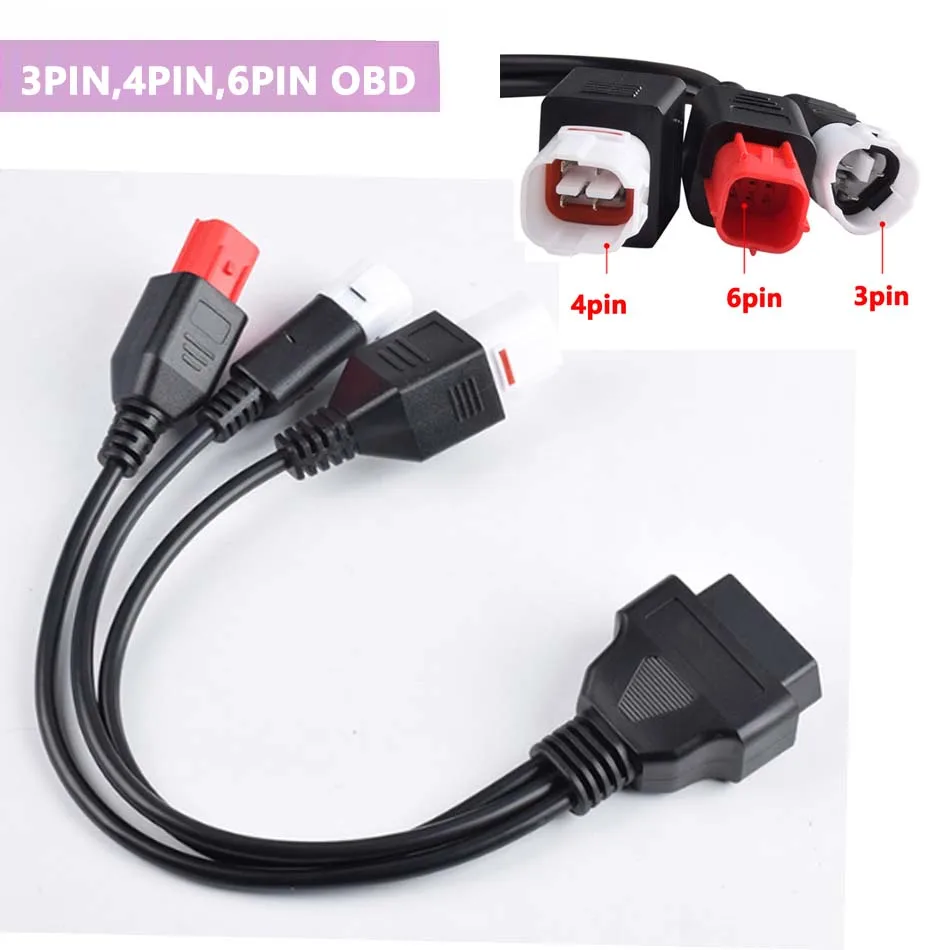 3, 4 , 6 Pin Motorcycle OBD2 Diagnostics Connector Cable For Yamaha 3PIN 4PIN for Honda 6Pin Motorbike OBD Extension Adapter