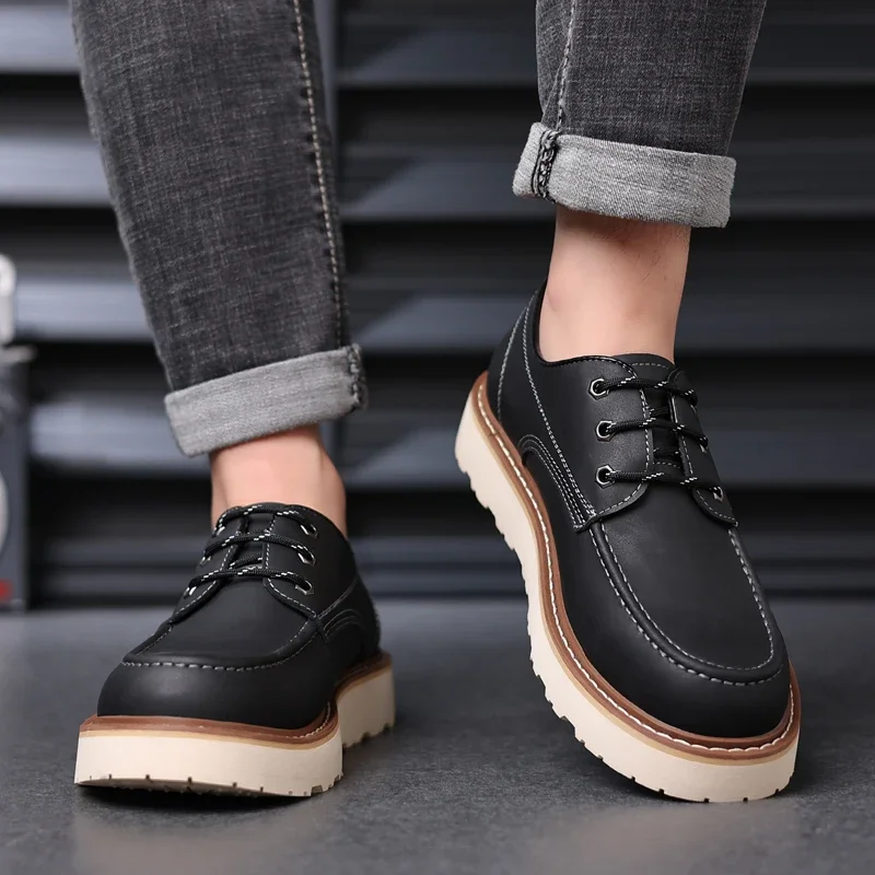 Men Casual Shoes outdoor lace up fashion Leather Shoe outdoor Shoes Zapatos Casuales Hombres oxfords Men leather Shoes