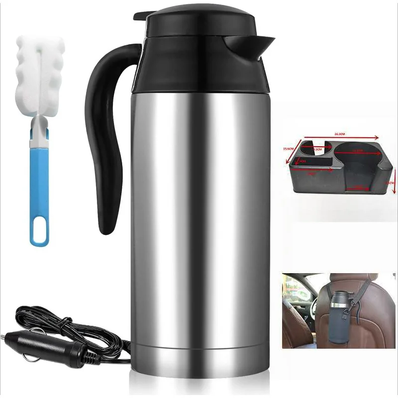 

Автомобильный электрический чайник с двойным напряжением 12 В 24 В, 750 мл, водонагреватель из нержавеющей стали с вилкой прикуривателя, дорожная чашка