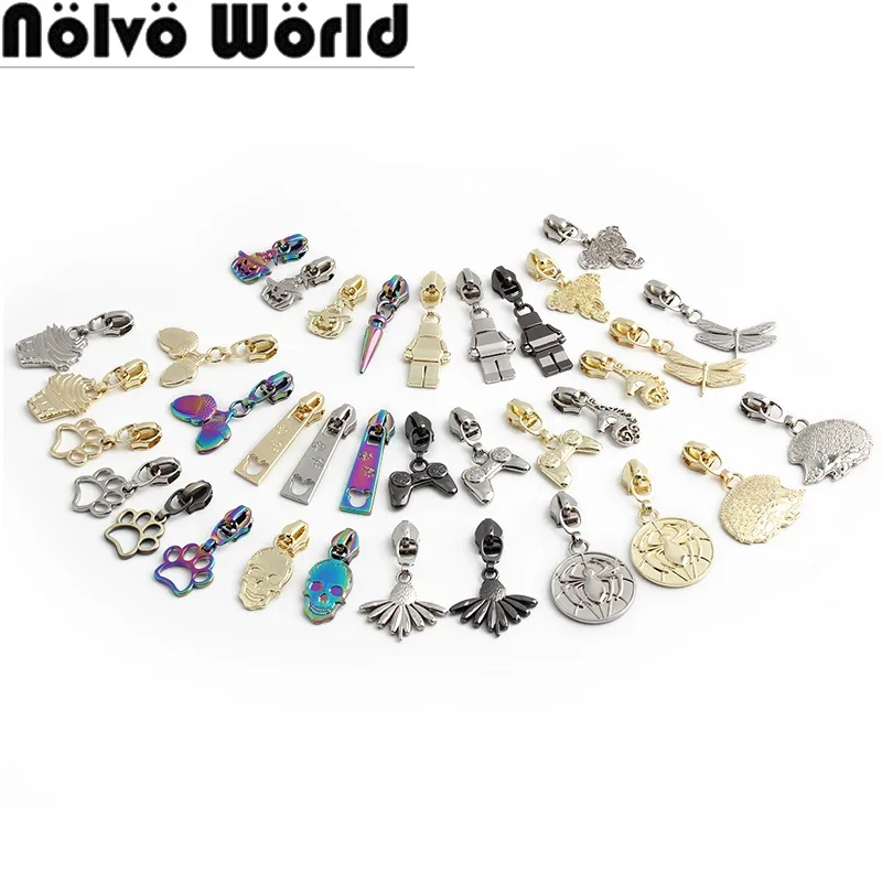 10/30PCS Dragonfly Shape 5# Nylon Metal Zipper Slider For Sewing Clothes Bags Zip Head Puller Repair Kit Accessories