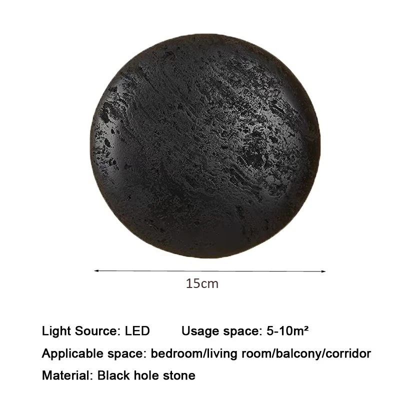 Japanese Creative Black Hole Stone Led Wall Lamp Nordic Bedroom Bedside Wall Lamp Background Balcony Stair Led Lamps