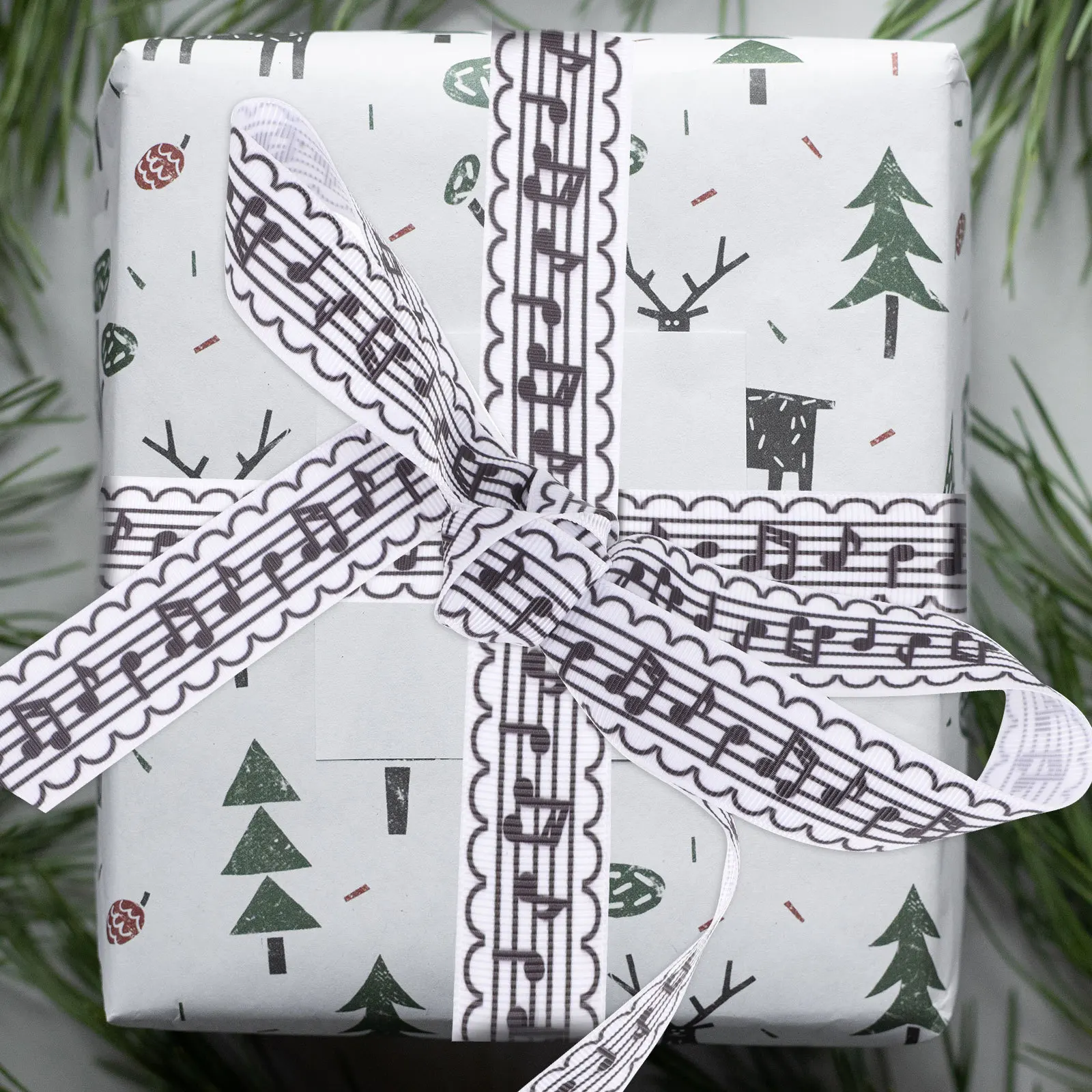 

10 Yard Music Note Ribbon 1 Inch Black White Satin For Gift Wrapping Hair Bows Crafts Diy Projects Curling Ribbon Decorations