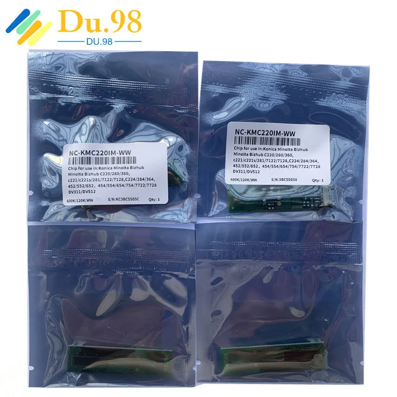 4X DV-311 DV311 DV-512 DV512 for Konica Minolta Bizhub C220 C280 C360 7722 7728 C224 C284 Developing developer unit reset chip