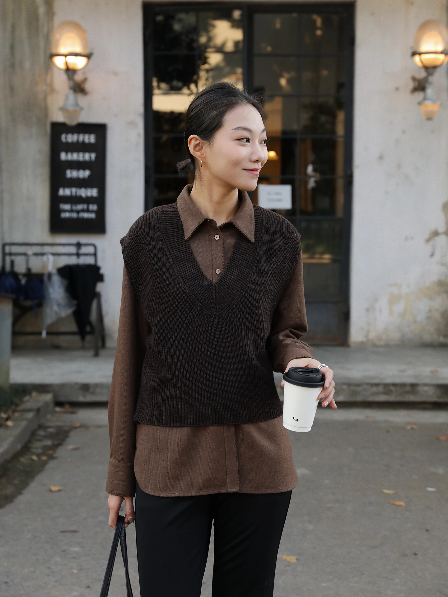 

Модный шерстяной жилет цвета чая, кофе, женский вязаный свитер без рукавов, внутренняя одежда, новинка весны, многослойная молния сбоку