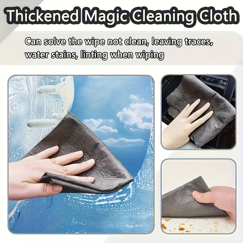 TILONDEX 2 Magic Glass Cleaning Cloths- Thickened Residue-Free Microfiber Cloths, Suitable for Windows, Mirrors, Cars