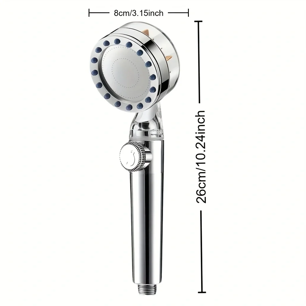 Turbo High Pressure Handheld Shower Adjustable Water Flow Built-in Filter Self-Regulating Nozzle Daily Family Bathing