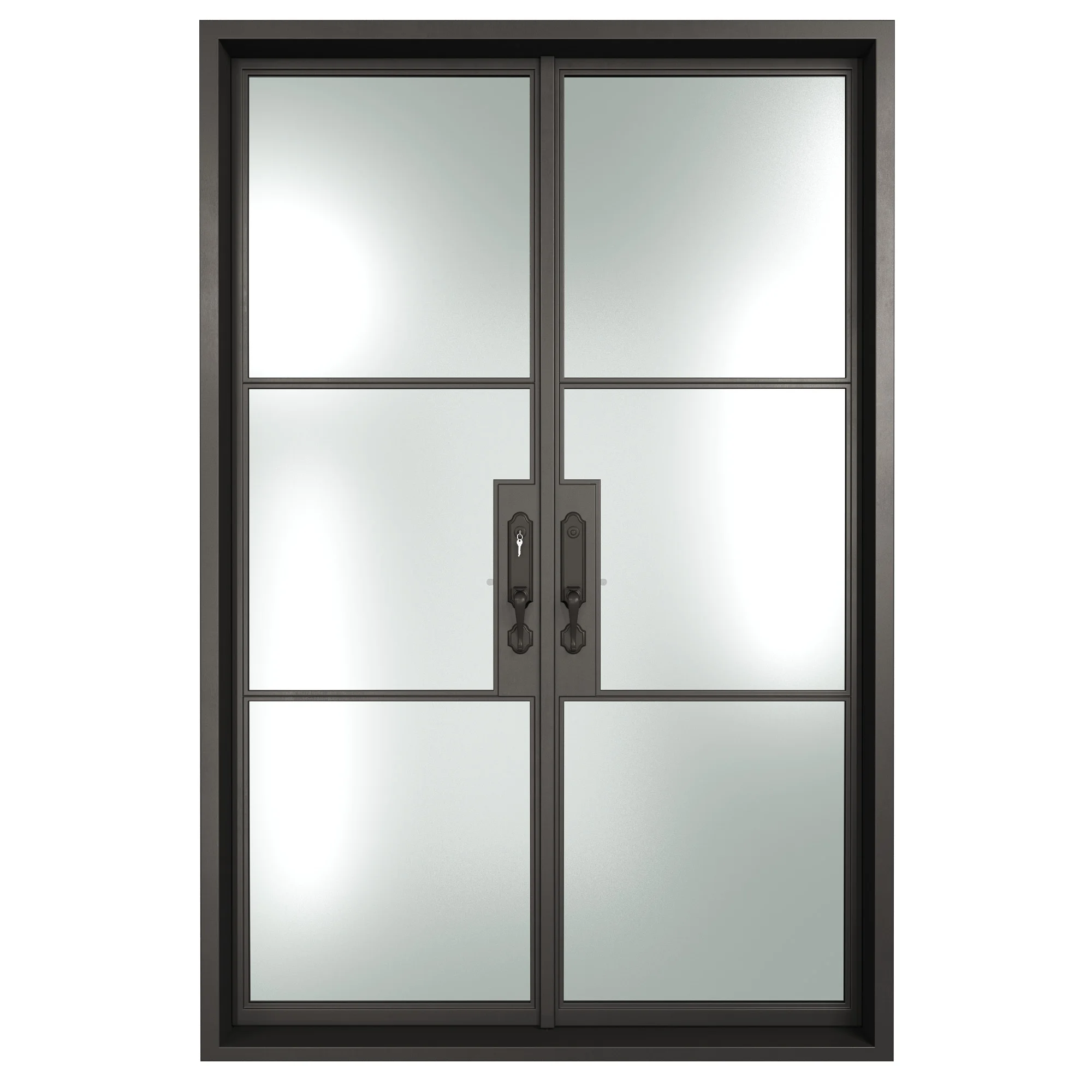 Puerta delantera francesa de vidrio de hierro forjado, puerta Exterior de vidrio, gran oferta