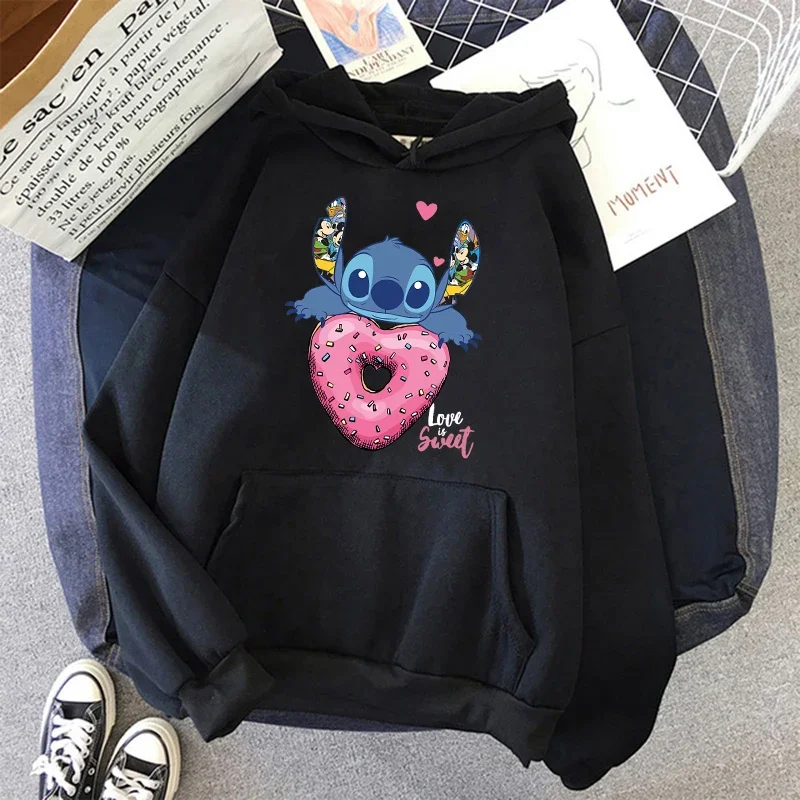 New Y2k Grunge Funny Y2k Christmas Sweatshirt Lilo Stitch Disney Cartoon Hoodies Women Cute Stitch Anime Manga Hoody Female