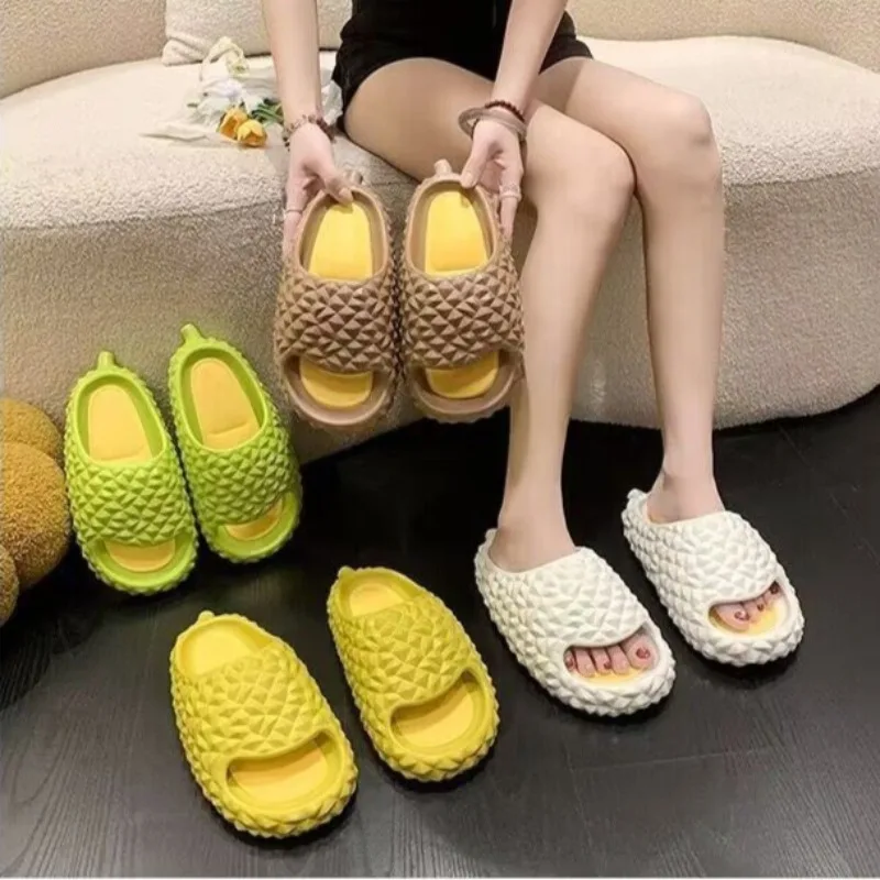 Women Durian Slippers Summer New Fashion Non Slip Beach Couple Thick Soled Soft and Comfortable Home Slippers for Women