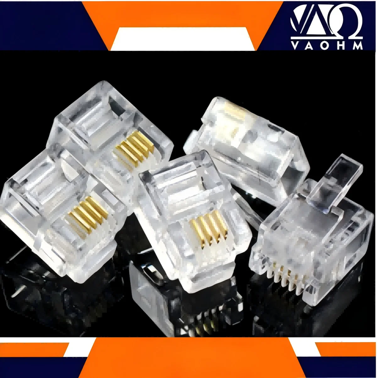 10PCS 6P6C 6P4C 6P2C Spine modulari con testa di cristallo per cavi telefoni RJ25 RJ14 RJ11 Jack