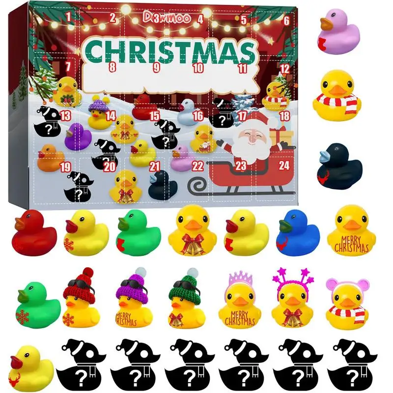 

Cartoon Ducks Advent Calendar Set 24 Days Christmas Countdown Yellow Ducks Bath Toy Perfect Festival Party Favor for Kids