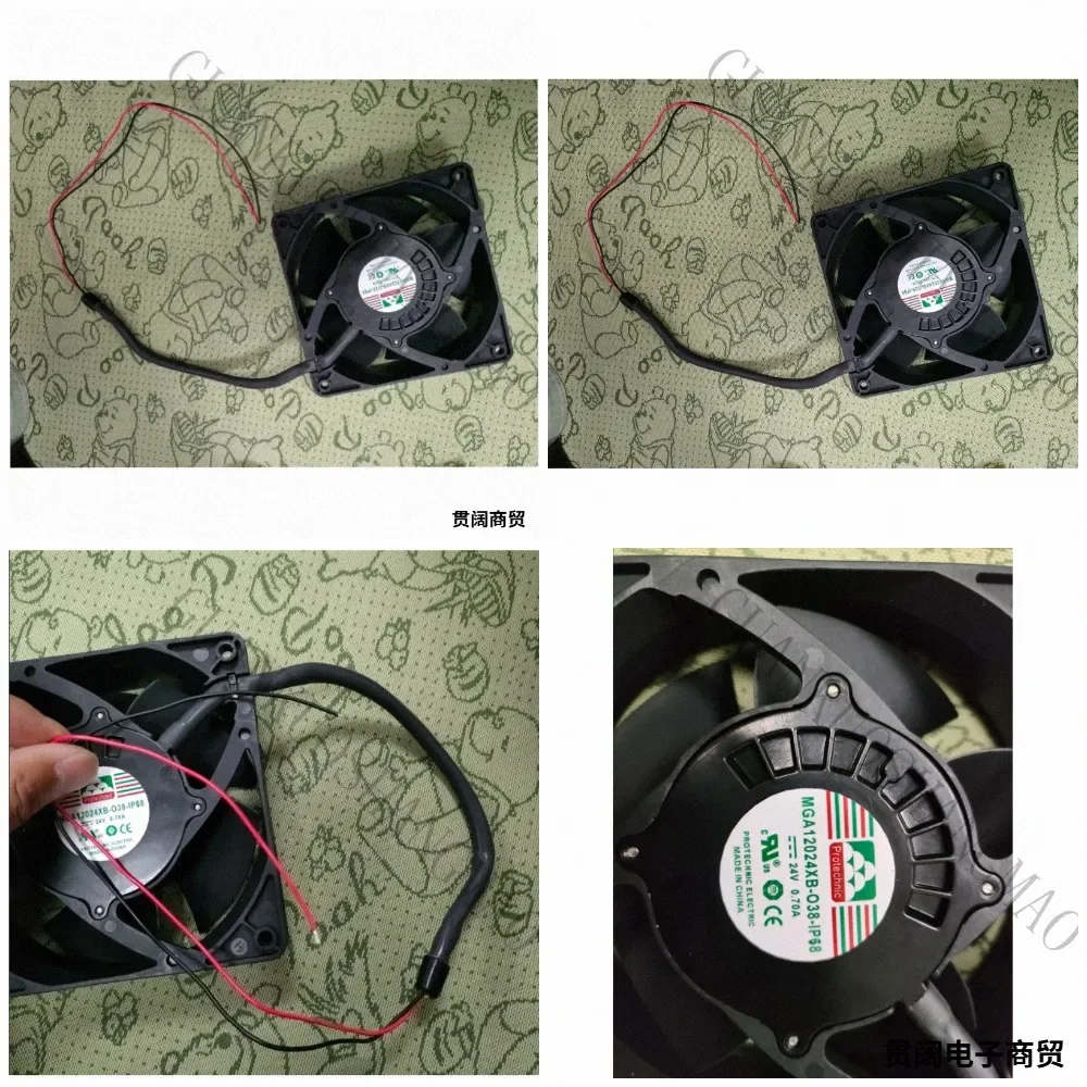 HJY...Original Magic MGA12024XB MGA12024HB MGA12024UB-O38 IP68 Waterproof Cooling Fan 12012038mm DC24V Black