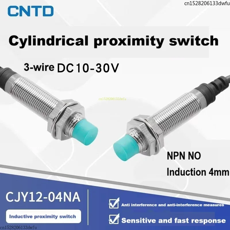 CNTD Inductive Proximity Switch CJY12E-04NA Sensor M12 DC NPN Three Wire Normally Open 24V