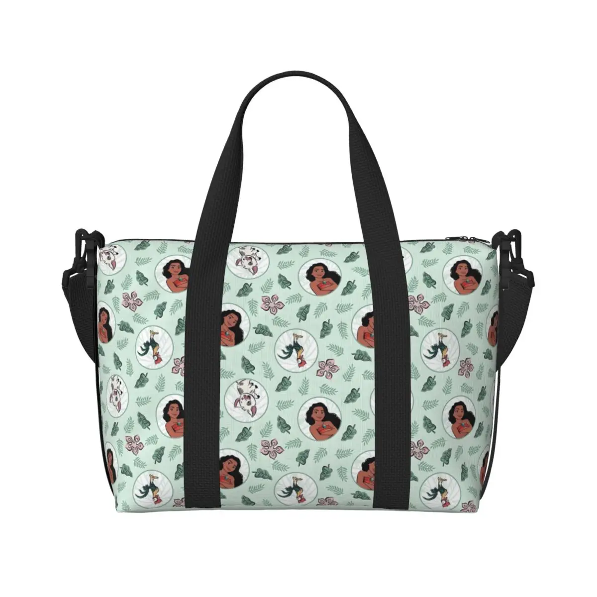 

Большая сумка-тоут Moana на заказ для женщин, аниме, сумка для покупок, пляжная дорожная сумка для спортзала