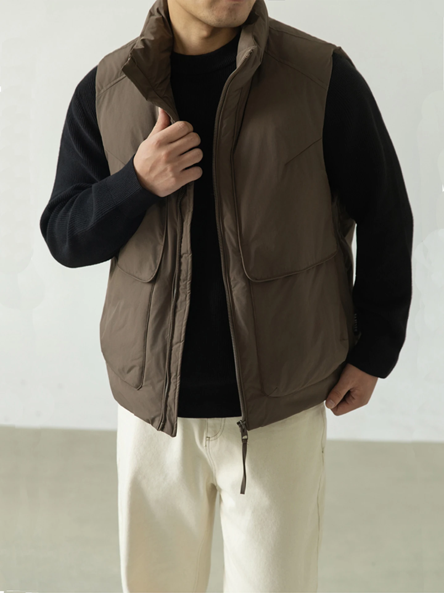 

Men's Casual Quilted Vest Pure Color Stand Collar down Jaet Svel Outerwear Warmth Busin Casual Polyester Fiber