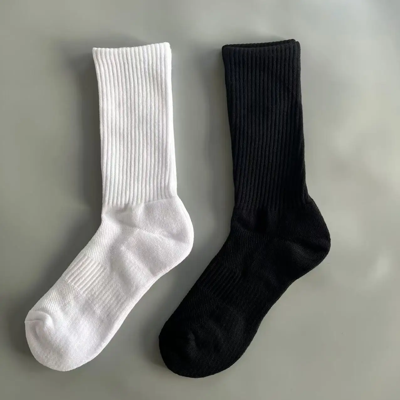 5 pares 100% calcetines de algodón para hombre Otoño Invierno calidez Color sólido toalla gruesa negro blanco elástico calcetines deportivos altos