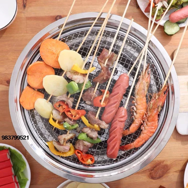 سعر جيد شواية فحم كورية شوايات شواء مستديرة غير لاصقة شواية فحم محمولة للتخييم في الهواء الطلق شواء