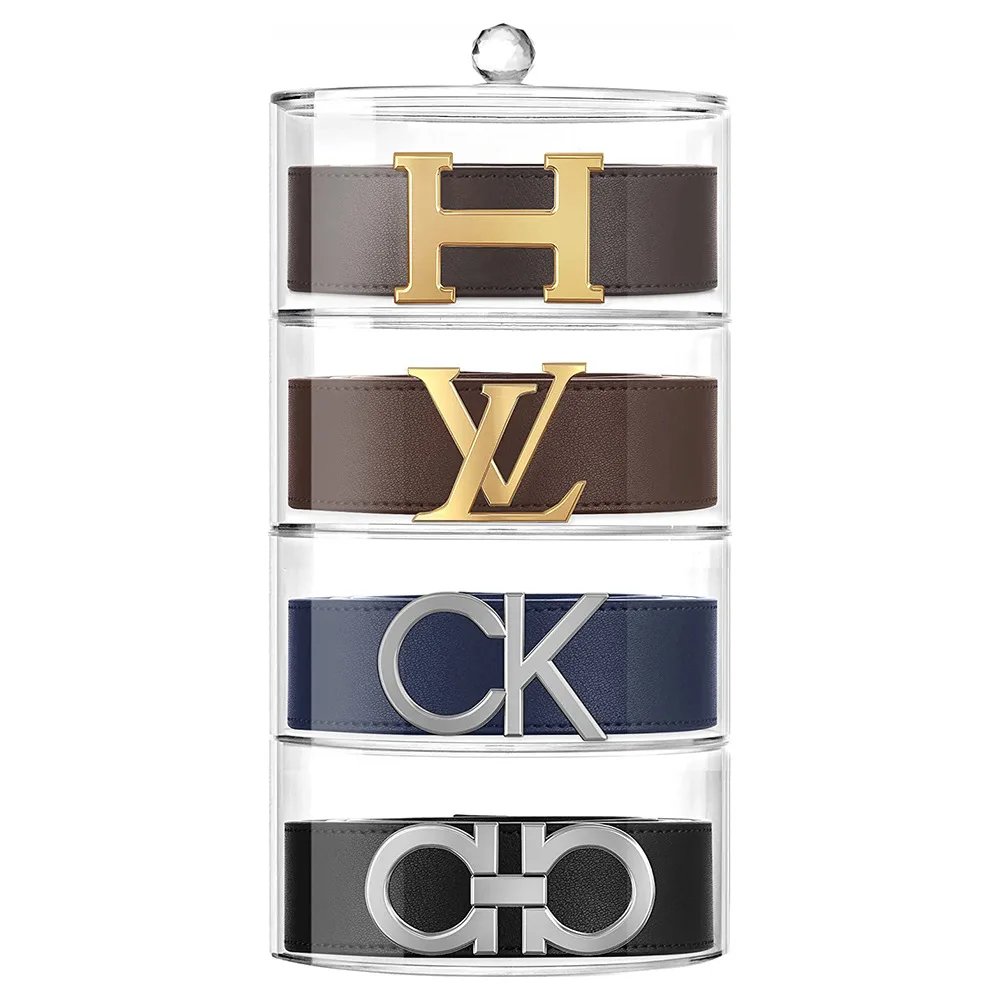 Runde transparente Aufbewahrungsbox Gürtelhalter Zylindrische Gürtelbox Uhr Organizer Aufbewahrungsbox Display Schmuck Edelsteine