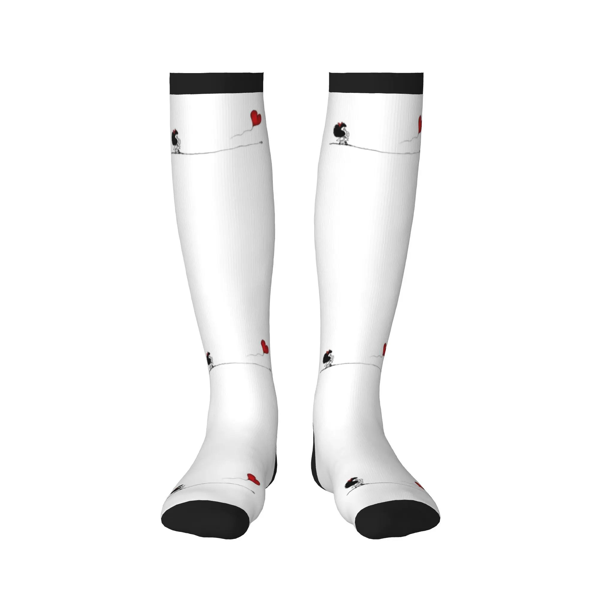 Fashion Mafalda Balloon Heart Socks Women Men Warm 3D Printed Quino Manga Cartoon Sports Football Sports Compression Socks