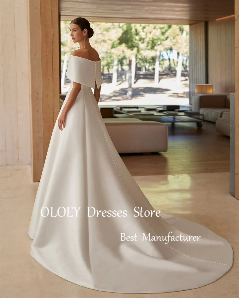 OLOEY Elegant Stapless Ivory Wedding Dress With Bolero A Line Bridal Gown Floor Length Sweep Train Customized Vestidos De Novia