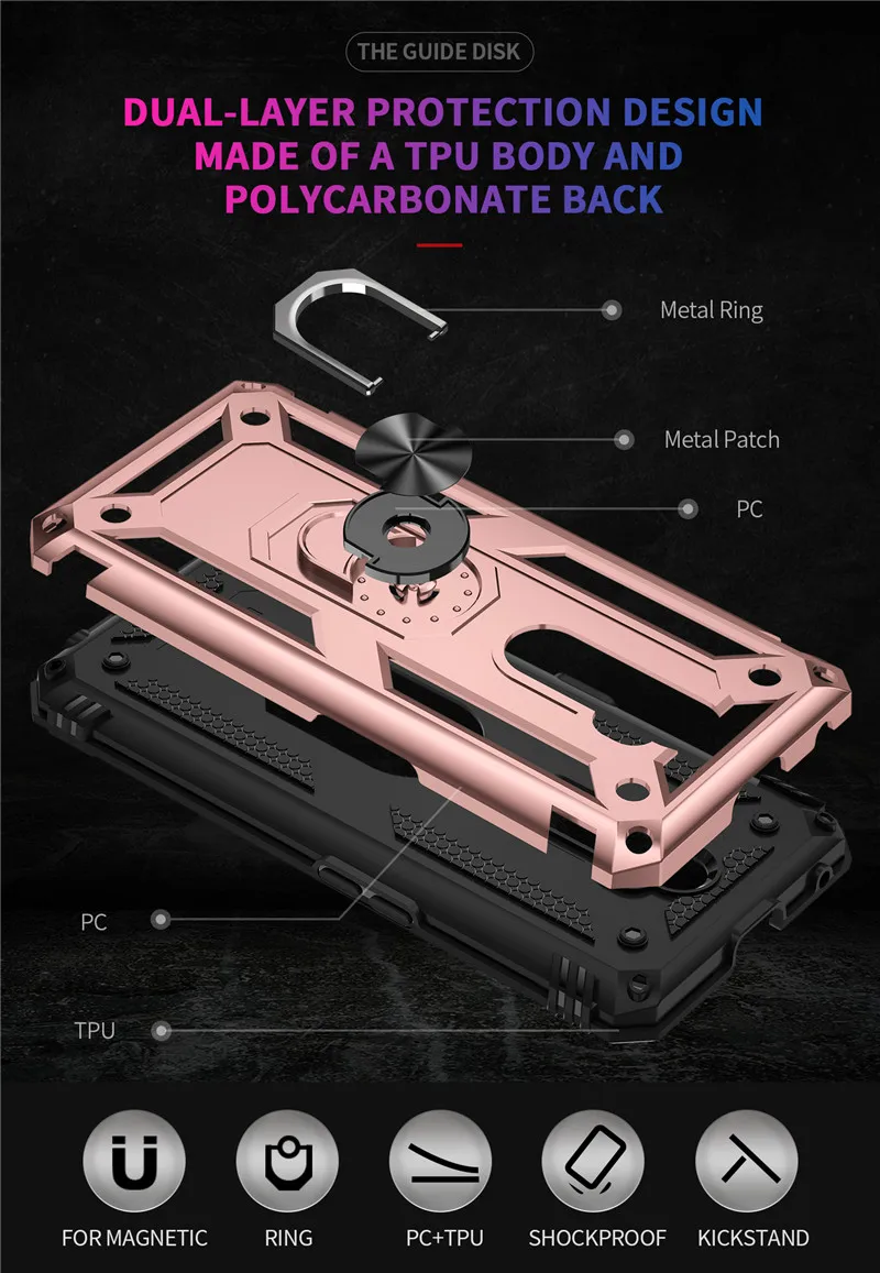 For OPPO Reno 2Z Case Shockproof Armor Phone Case For Reno 4 5 Lite 4F 5F 5Z 6 Magnetic Finger Ring Holder Cover