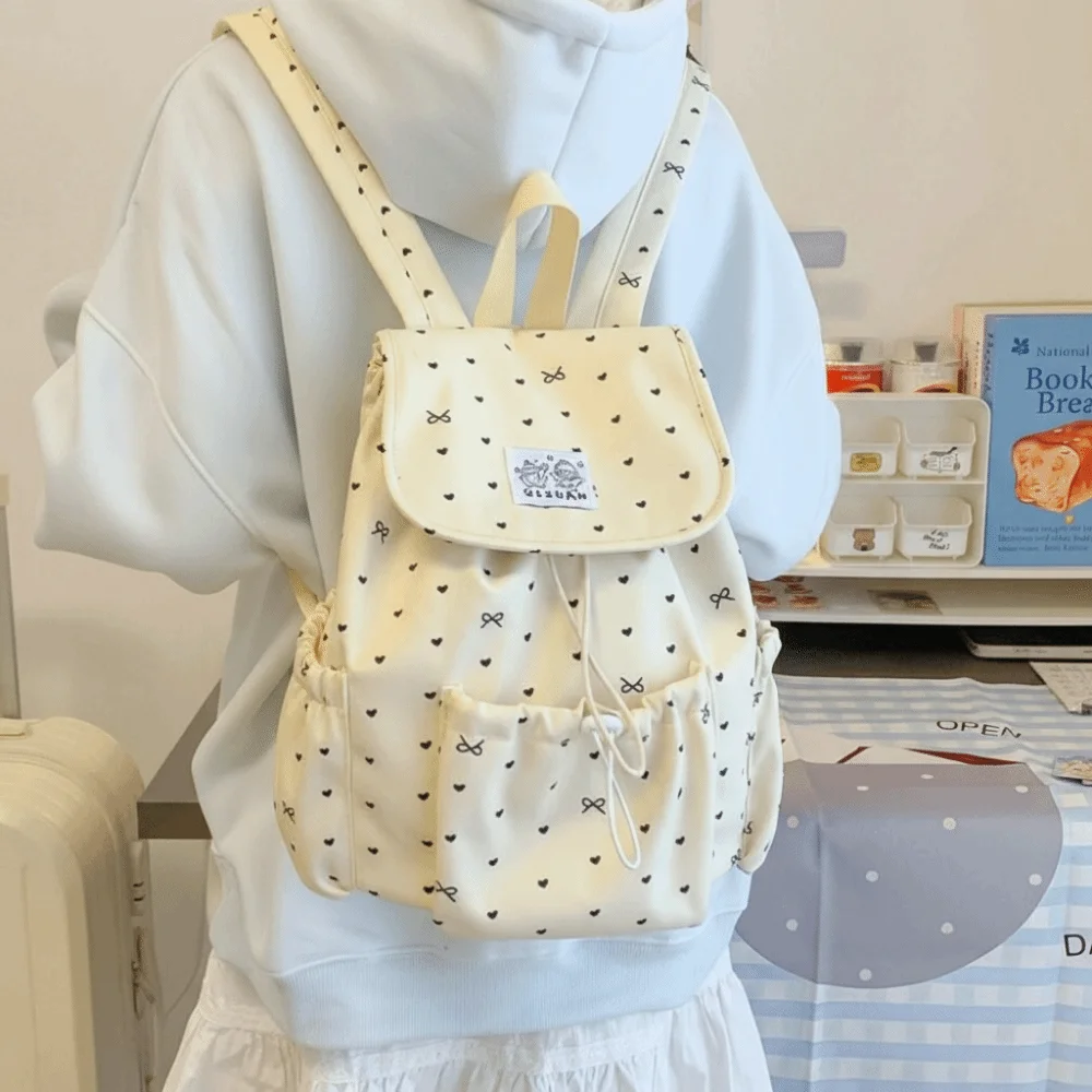 Lightweight Drawstring Backpack Large Capacity College Style Nylon Backpack Korean Style Cloth Students School Bag Travel