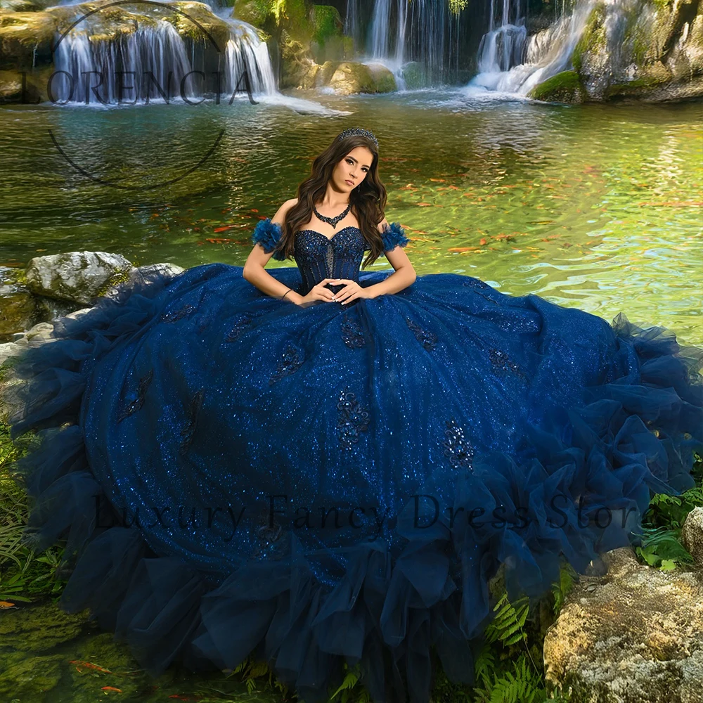 

Sparkly Crystal Quinceanera Dresses for Girl Off Shoulder Ball Gowns Sweet 16 Birthday Party Customized vestido quinceañeras