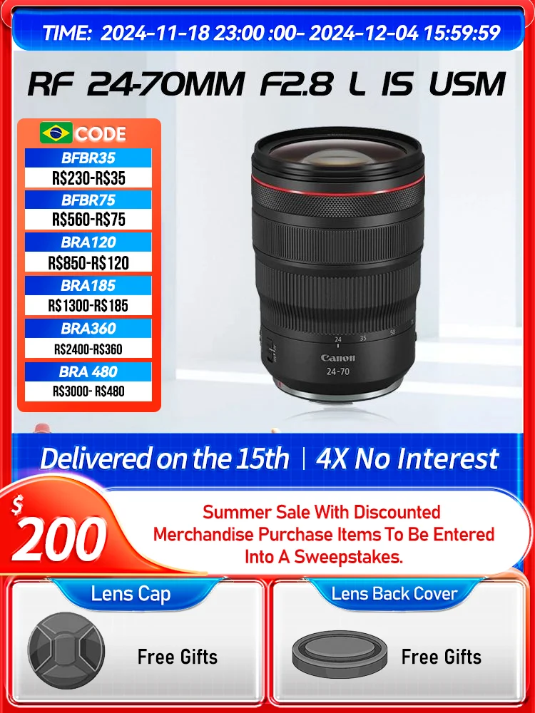 Canon RF 24-70mm F2.8 IS USM 15-35mm F2.8 IS USM Full Frame Wide Angle Zoom Mirrorless Camera Lens for R5 R6 R8 24 70 2.8 (Used)