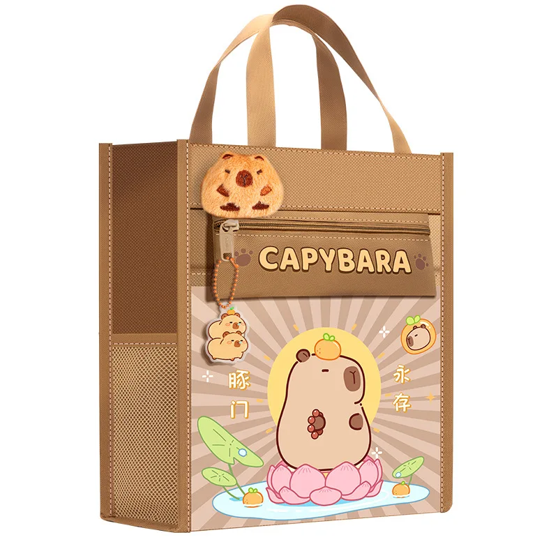 High Quality Large-capacity Tote School Bag Capybara Canvas A4 File Bag Five-layer Art Storage Bag Learning supplies Office