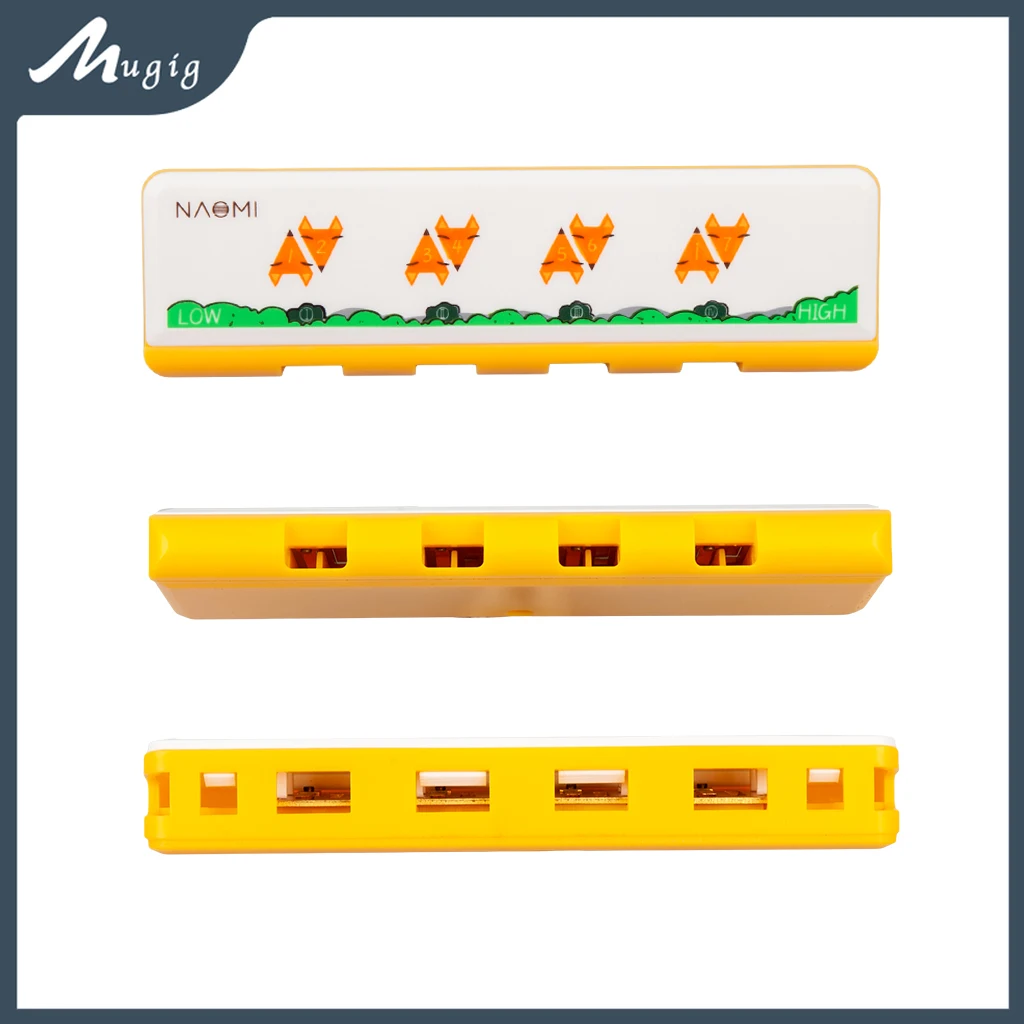 

Mugig Little Fox 4 hole Harmonica Children Musical Instrument Cartoon Painted Yellow