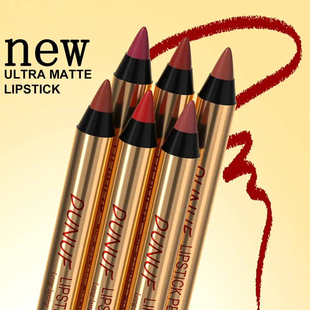 Non-Stick ลิปสติกดินสอยาวนาน Matte Lip Liner Easy Lipliner แต่งหน้าสีน้ําตาลใช้ Tint สีแดงเครื่องสําอาง Crayon M9F6