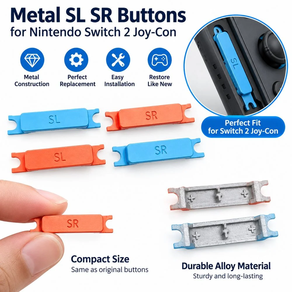 4pcs/Set Metal SL SR Buttons Raised Button Replacement Controller Shoulder Buttons Left Right Set for Nintendo Switch 2 Joy-Con