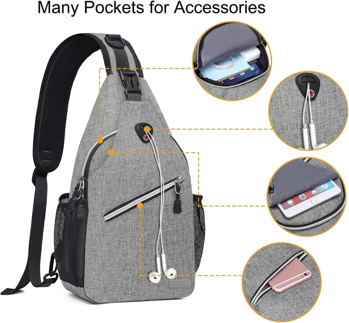 MOSISO Sling Bag for Men's Women Multipurpose Crossbody Shoulder Bag Travel Hiking Daypack Casual Hip Hop Unisex Chest Bag