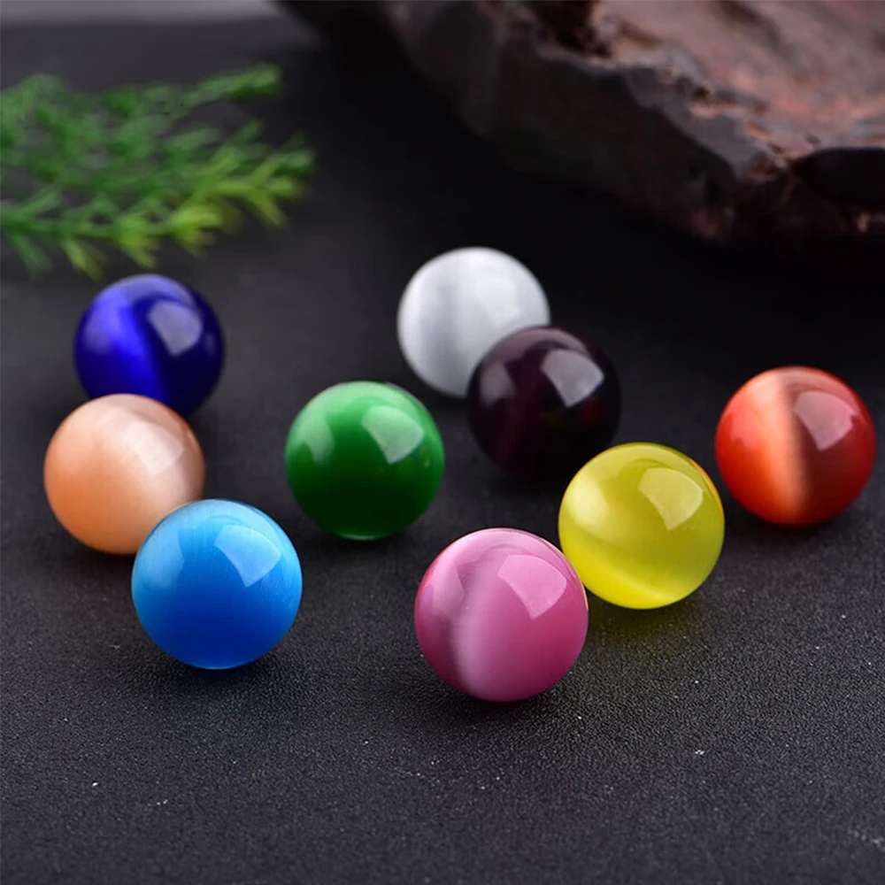 1-10Pcs Cat Eye Stone Ball Small Ornament With Dia 19-20mm Seven Colored Cat Eye Stone Small Balls To Play With Gift Collection