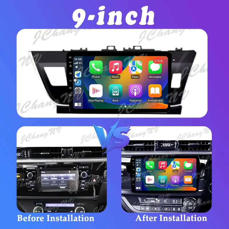 راديو السيارة مشغل وسائط متعددة فيديو RHD لتويوتا كورولا رالينك 2013-2016 Carplay أندرويد السيارات سبليت شاشة DSP WIFI BT No 2 din