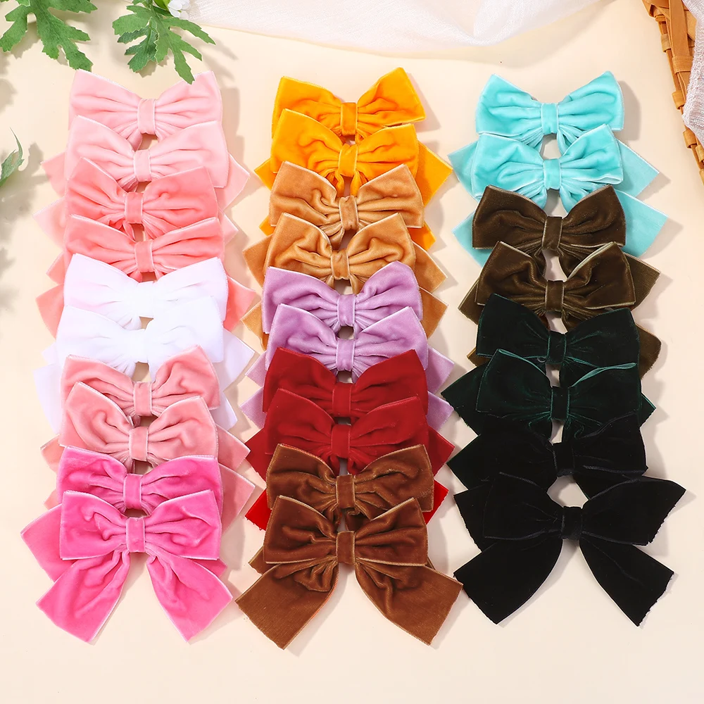 20 Stück Zufällig Farbige Samt-Haarschleifen Haarspangen für Frauen und Mädchen Hochzeit Koreanische Haarklammern Haaraccessoires