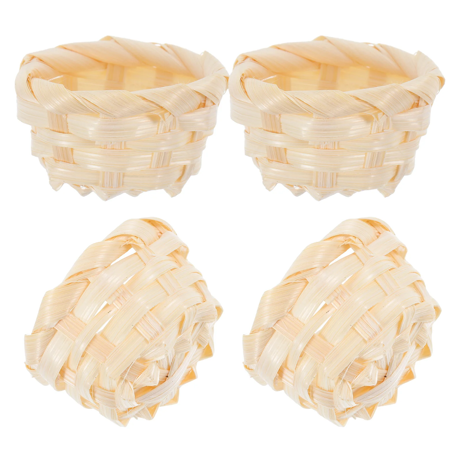 

4Pcs Miniature Bamboo Basket Hand-Woven Lightweight Portable for DIY Micro Scene Decoration Dollhouse Garden Decor