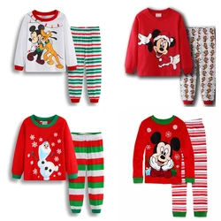 Disney Cartoon Mickey Mouse Children's Pajamas Set Spring Autumn Sleepwear Anime Minnie Olaf Boy Girl Nightwear Christmas Gift